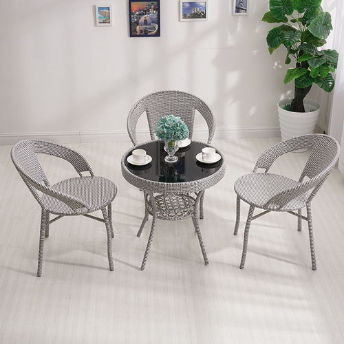 藤椅三件套陽臺戶外小茶幾桌椅組合簡約休閑室外庭院藤椅子靠背椅