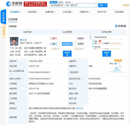 恒大新能源汽車成立兩家新公司，注冊資本總計15億元，深耕信息技術咨詢服務